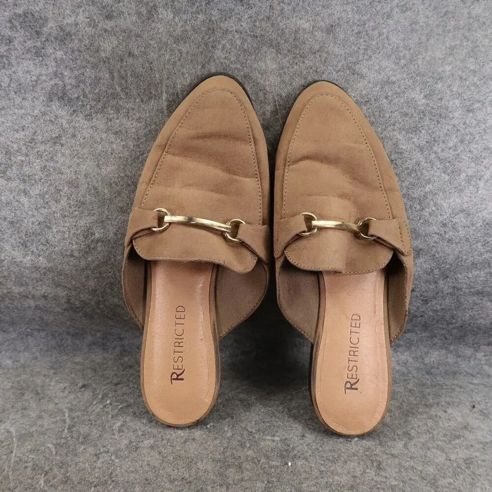 Restricted Shoes Womens 8 Mule Flats Slip On Classic Brown Casual Lifestyle - Picture 7 of 13